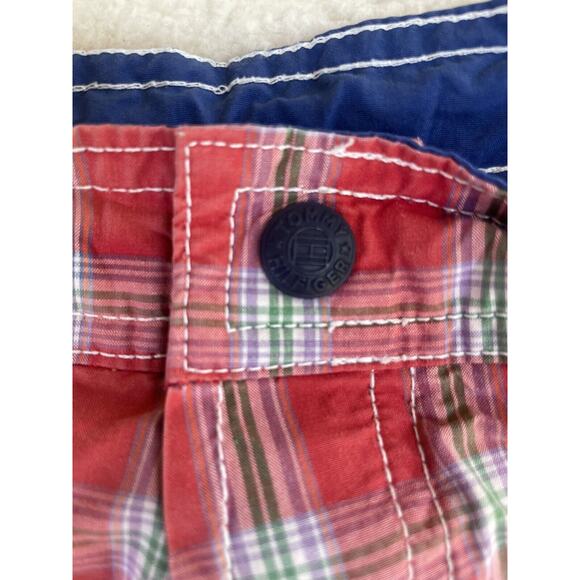 Tommy Hilfiger Swim Trunks Mens Large Blue/Red Plaid Drawstring Pockets Flag - Picture 4 of 12